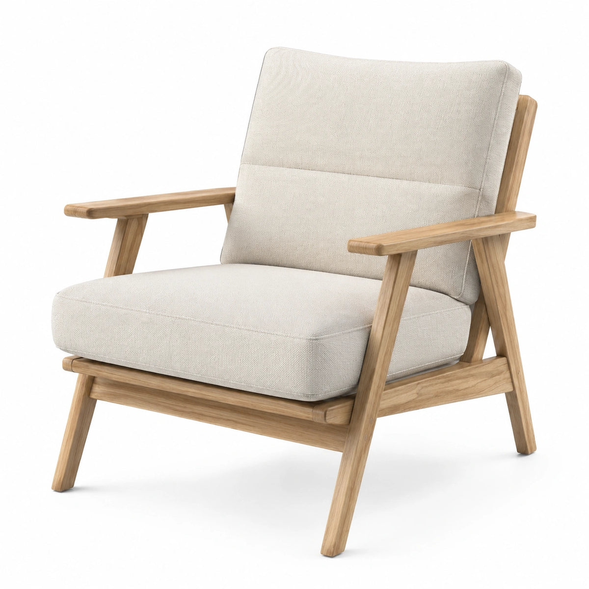 Sillón de Madera con Cojines de Lona Beige