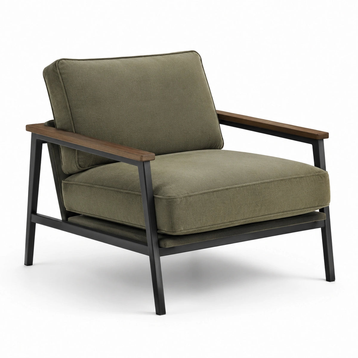 Sillón de Metal y Algodón Verde 80x75x70 cm