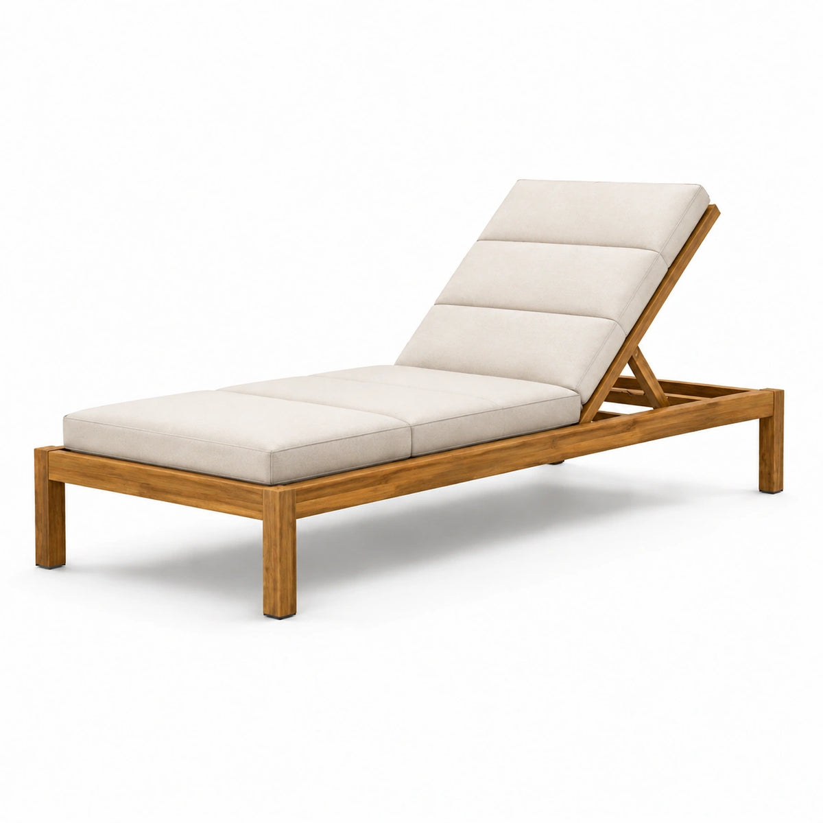 Tumbona de madera de acacia con cojín de poliéster crema
