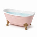 Bañera acrílica rosa con patas doradas