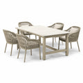 Conjunto de comedor de jardín con mesa de cerámica y 6 sillas de cuerda