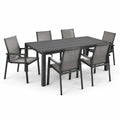 Conjunto de comedor de aluminio para exterior en gris, 6 plazas