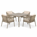 Conjunto de comedor exterior aluminio y poliéster 4 plazas beige