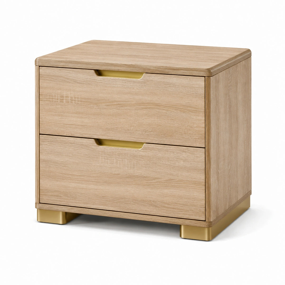 Mesita de noche de madera MDF con 2 cajones 50x40x40 cm color madera clara