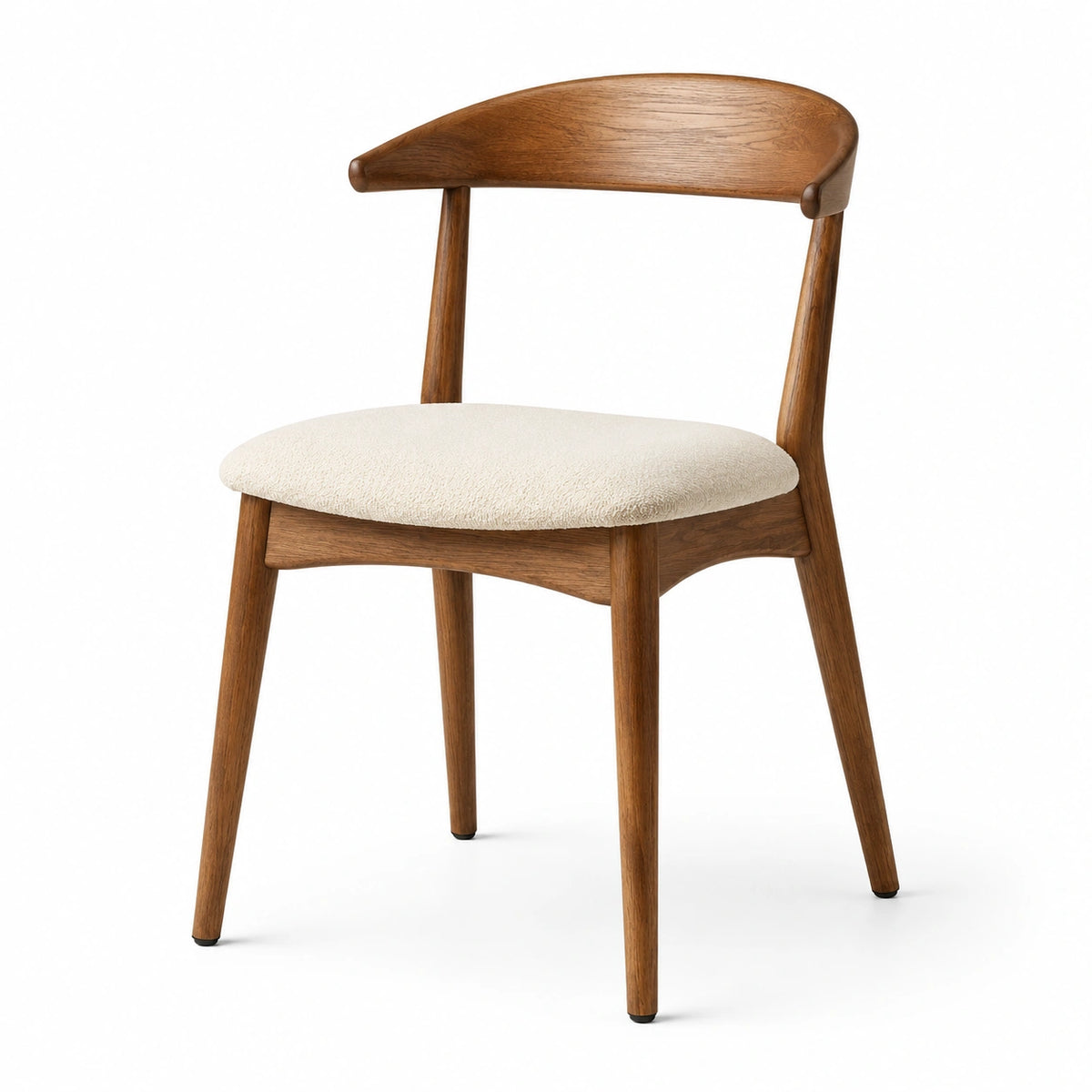 Silla de madera de nogal con asiento de poliéster crema